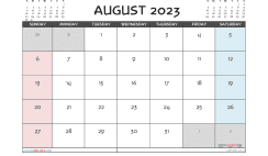 August 2023 Calendar with Holidays Free