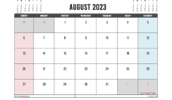 Free August 2023 Calendar Printable