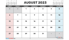 August 2023 Printable Calendar Free