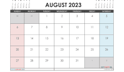 August 2023 Calendar with Holidays Free