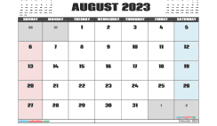 Free August 2023 Calendar Template