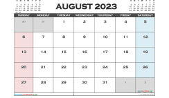 August 2023 Printable Calendar Free