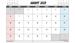 Free August Calendar 2023 Printable