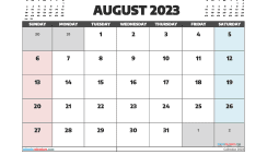 Free Printable August 2023 Calendar