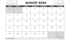 Free August 2023 Calendar Printable