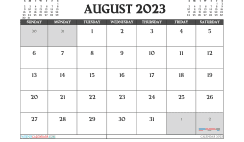 August 2023 Printable Calendar Free