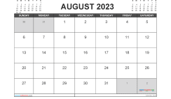 Free 2023 Calendar August Printable