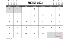 Free August 2023 Calendar Template