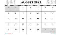 Free August Calendar 2023 Printable