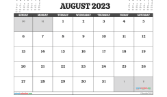 Free 2023 Calendar August Printable