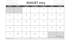 Printable August 2023 Calendar with Holidays