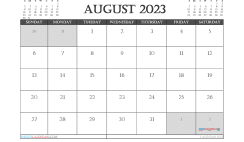 August 2023 Calendar with Holidays Free