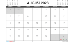 August 2023 Calendar with Holidays Printable