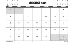 Free August 2023 Calendar with Holidays