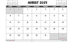 Free Printable August 2023 Calendar