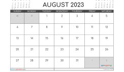 August 2023 Printable Calendar Free