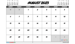 Printable August 2023 Calendar with Holidays