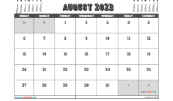 Free August 2023 Calendar with Holidays