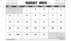 Free Printable August 2023 Calendar