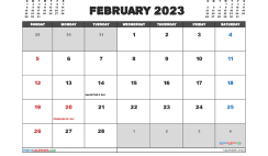 Free February 2023 Calendar Printable