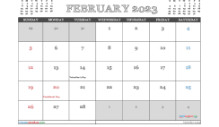 February 2023 Printable Calendar Free