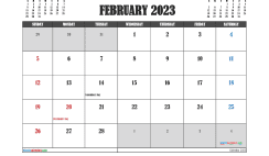 Free February 2023 Calendar Printable