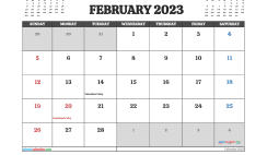 February 2023 Calendar Free Printable