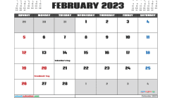 Free February 2023 Calendar Printable