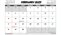 Free February Calendar 2023 Printable