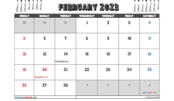 February 2023 Calendar with Holidays Free