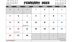 February 2023 Calendar with Holidays Printable