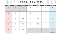 Free February Calendar 2023 Printable