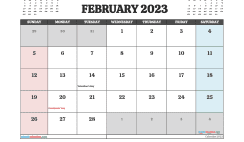 Free February Calendar 2023 Printable