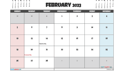 February 2023 Calendar with Holidays Printable