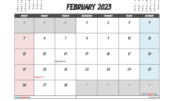 Free February Calendar 2023 Printable