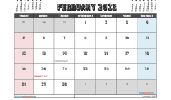 February 2023 Calendar with Holidays Printable