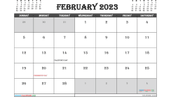 Free February 2023 Calendar Printable