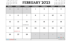 February 2023 Printable Calendar Free