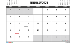 February 2023 Calendar Free Printable