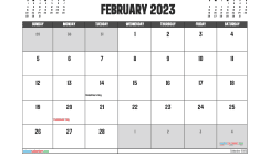 February 2023 Printable Calendar Free