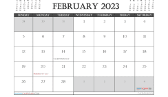 February 2023 Calendar with Holidays Free