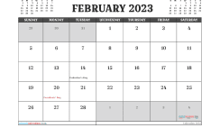 Free February Calendar 2023 Printable