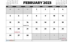 Free February 2023 Calendar Printable