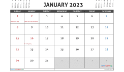 Free Printable January 2023 Calendar