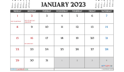 Free January 2023 Calendar Template