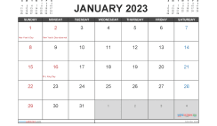 January 2023 Calendar Free Printable