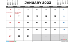 Free Calendar January 2023 Printable