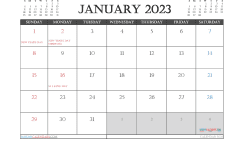 Free 2023 Calendar January Printable