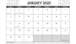 Free Printable January 2023 Calendar