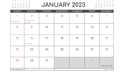 Free January 2023 Calendar Template